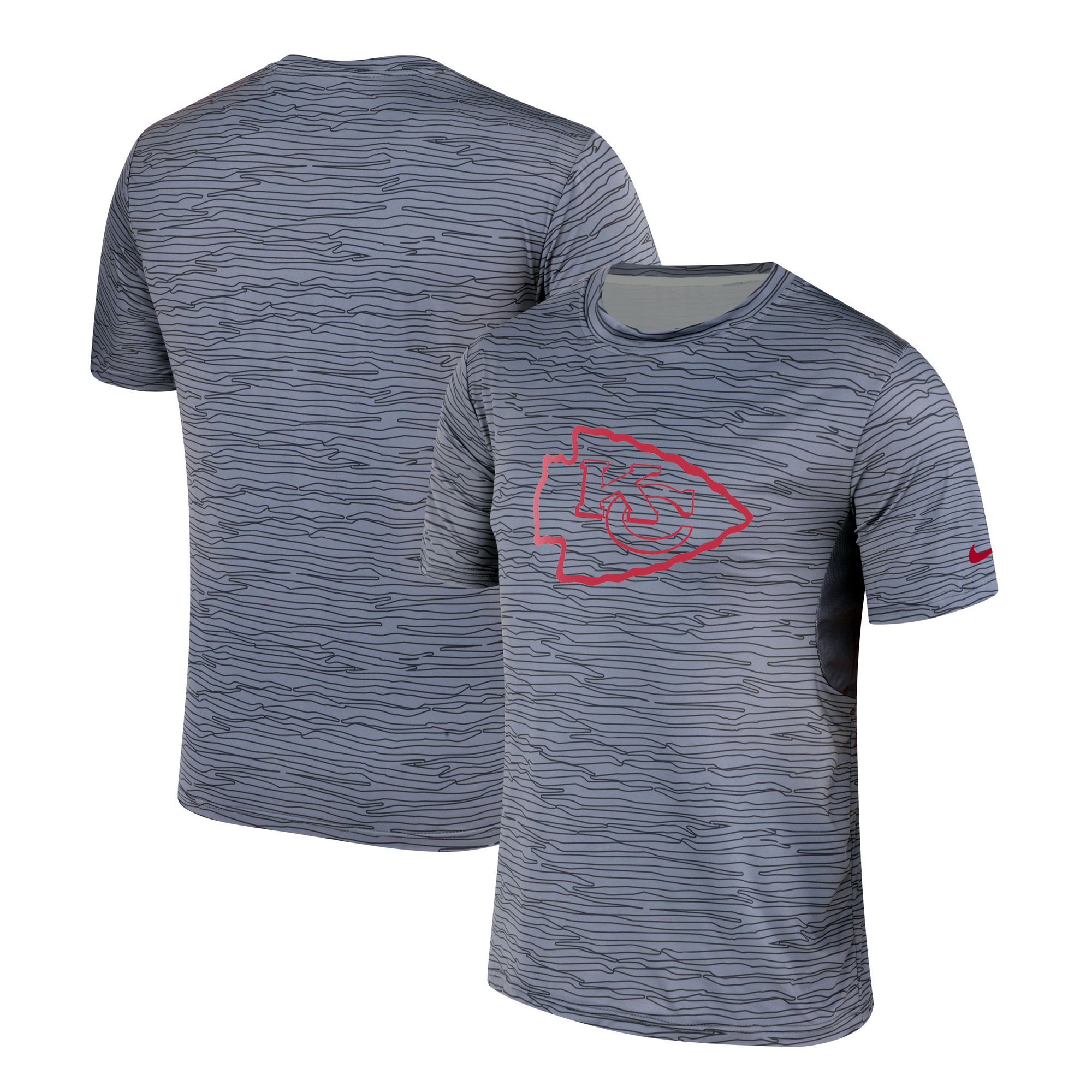 Kansas City Chiefs Nike Gray Black Striped Logo Performance T-Shirt