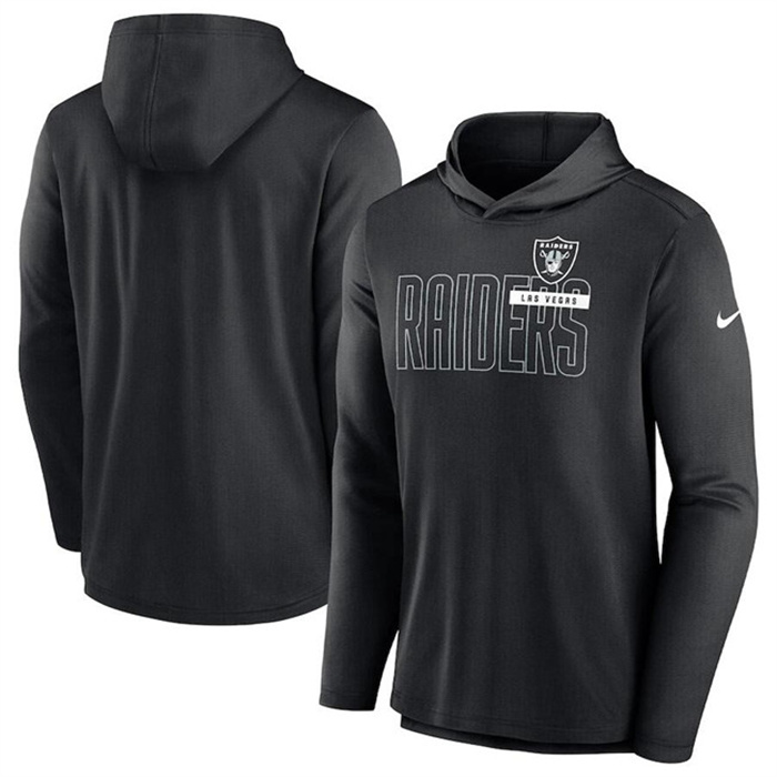 Men's Las Vegas Raiders Black Lightweight Performance Hooded Long Sleeve T-Shirt Men's Las Vegas Raiders Black Lightweight Performance Hooded Long Sleeve T-Shirt