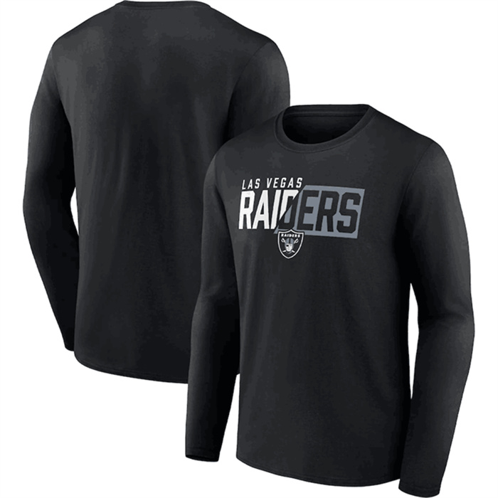 Men's Las Vegas Raiders Black One Two Long Sleeve T-Shirt Men's Las Vegas Raiders Black One Two Long Sleeve T-Shirt