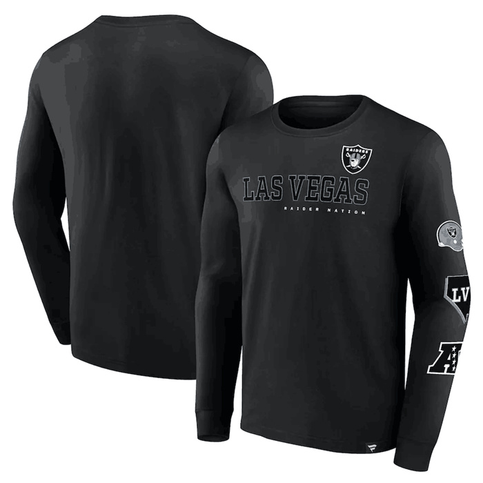 Men's Las Vegas Raiders Black High Whip Pitcher Long Sleeve T-Shirt Men's Las Vegas Raiders Black High Whip Pitcher Long Sleeve T-Shirt