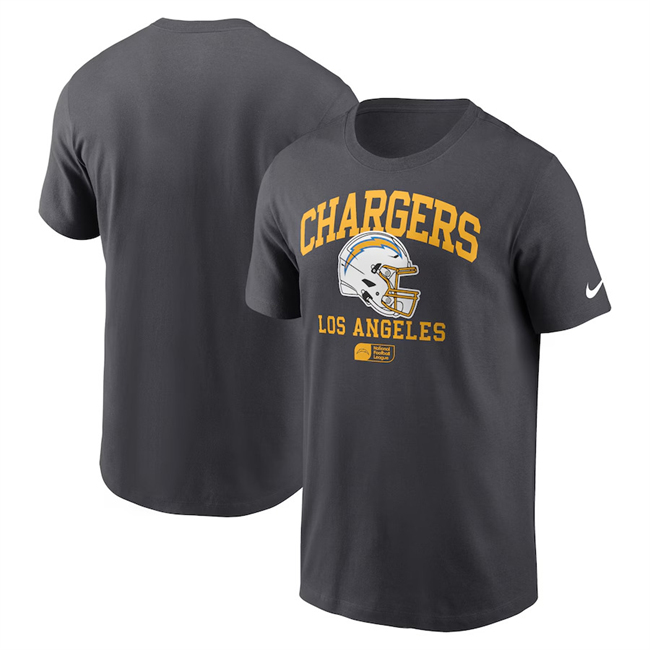 Men's Los Angeles Chargers Anthracite Helmet Essential T-Shirt Men's Los Angeles Chargers Anthracite Helmet Essential T-Shirt