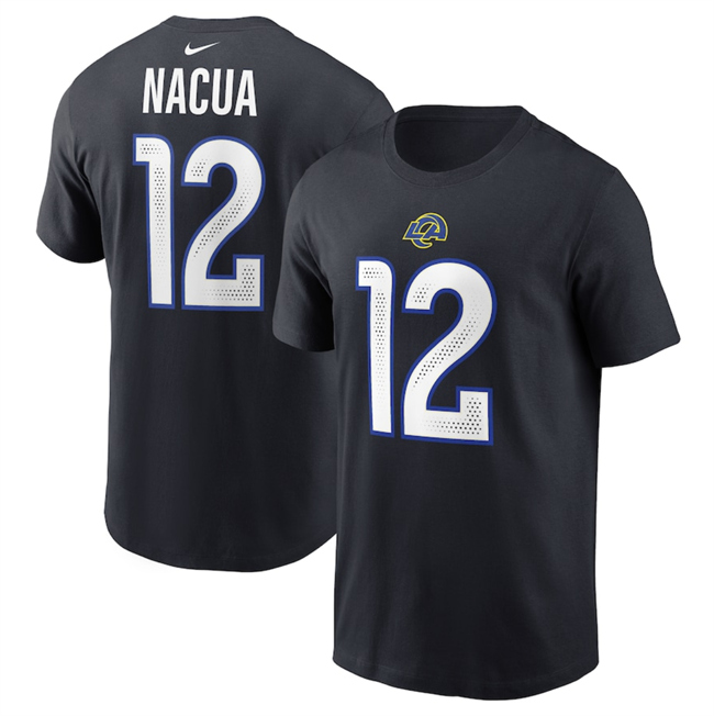 Men's Los Angeles Rams #12 Puka Nacua Black 2025 Rivalries Collection Player Name & Number T-Shirt Men's Los Angeles Rams #12 Puka Nacua Black 2025 Rivalries Collection Player Name & Number T-Shirt