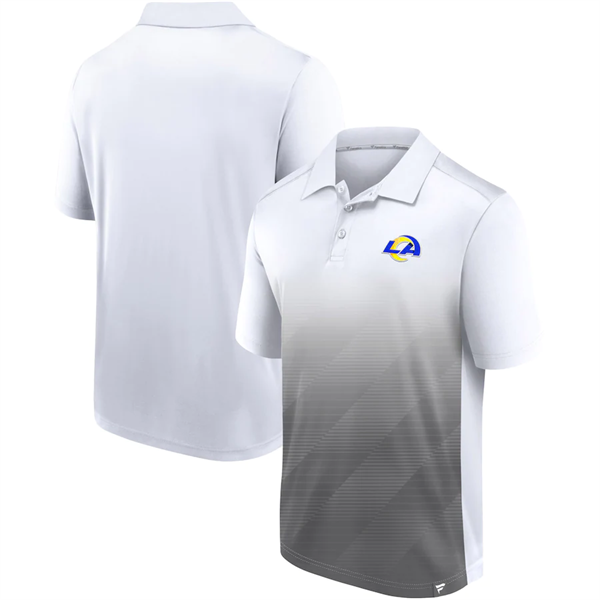 Men's Los Angeles Rams White Grey Iconic Parameter Sublimated Polo Men's Los Angeles Rams White Grey Iconic Parameter Sublimated Polo
