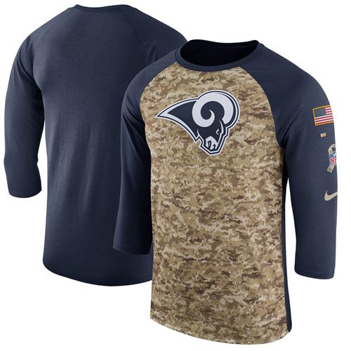 Men's Los Angeles Rams Nike Camo Navy Salute to Service Sideline Legend Performance Three-Quarter Sleeve T-Shirt Men's Los Angeles Rams Nike Camo Navy Salute to Service Sideline Legend Performance Three-Quarter Sleeve T-Shirt