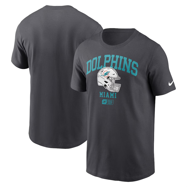 Men's Miami Dolphins Anthracite Helmet Essential T-Shirt Men's Miami Dolphins Anthracite Helmet Essential T-Shirt