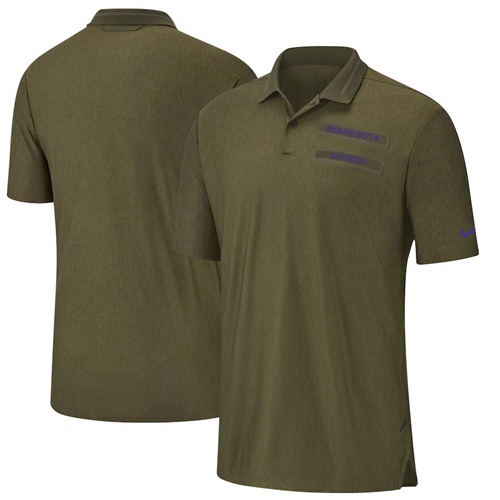 Men's Minnesota Vikings Salute to Service Sideline Polo Olive Men's Minnesota Vikings Salute to Service Sideline Polo Olive