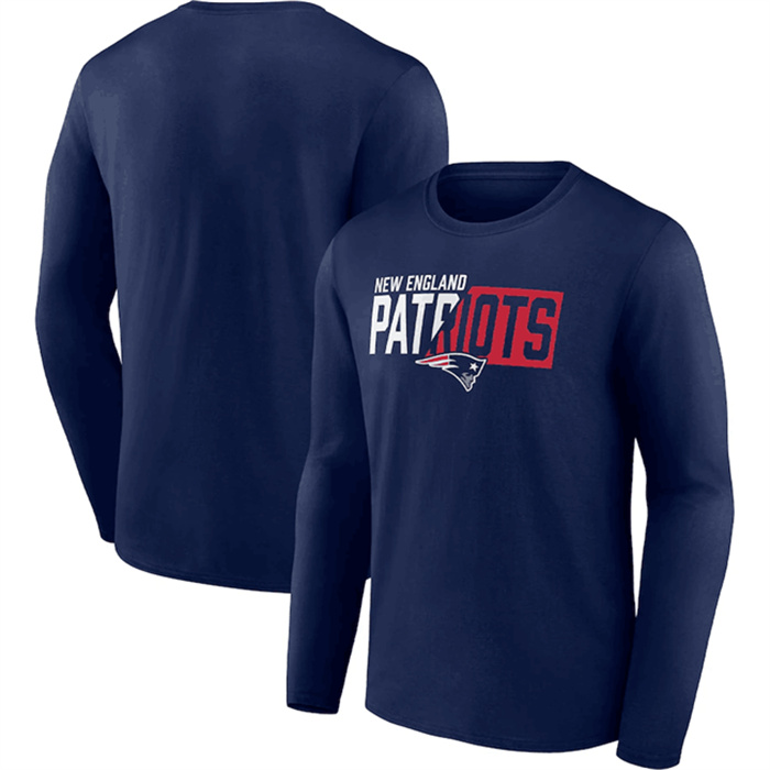 Men's New England Patriots Navy One Two Long Sleeve T-Shirt s Men's New England Patriots Navy One Two Long Sleeve T-Shirt s