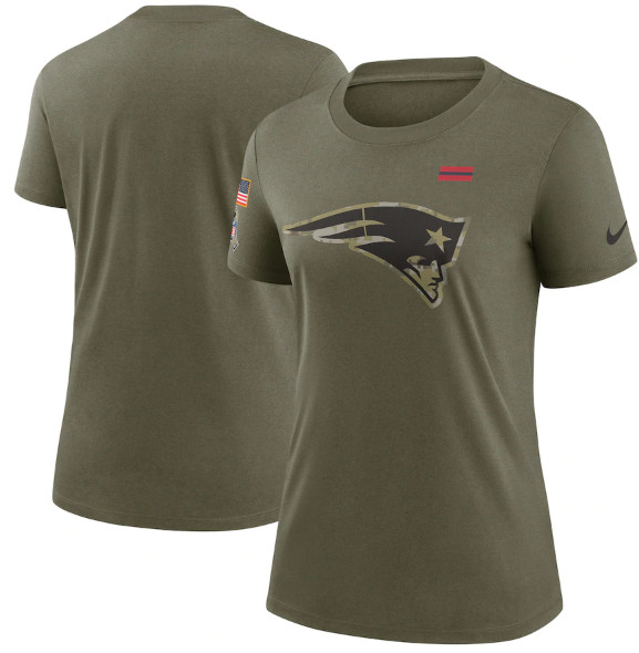 Women's New England Patriots Olive 2021 Salute To Service T-Shirt (Run Small) Women's New England Patriots Olive 2021 Salute To Service T-Shirt (Run Small)