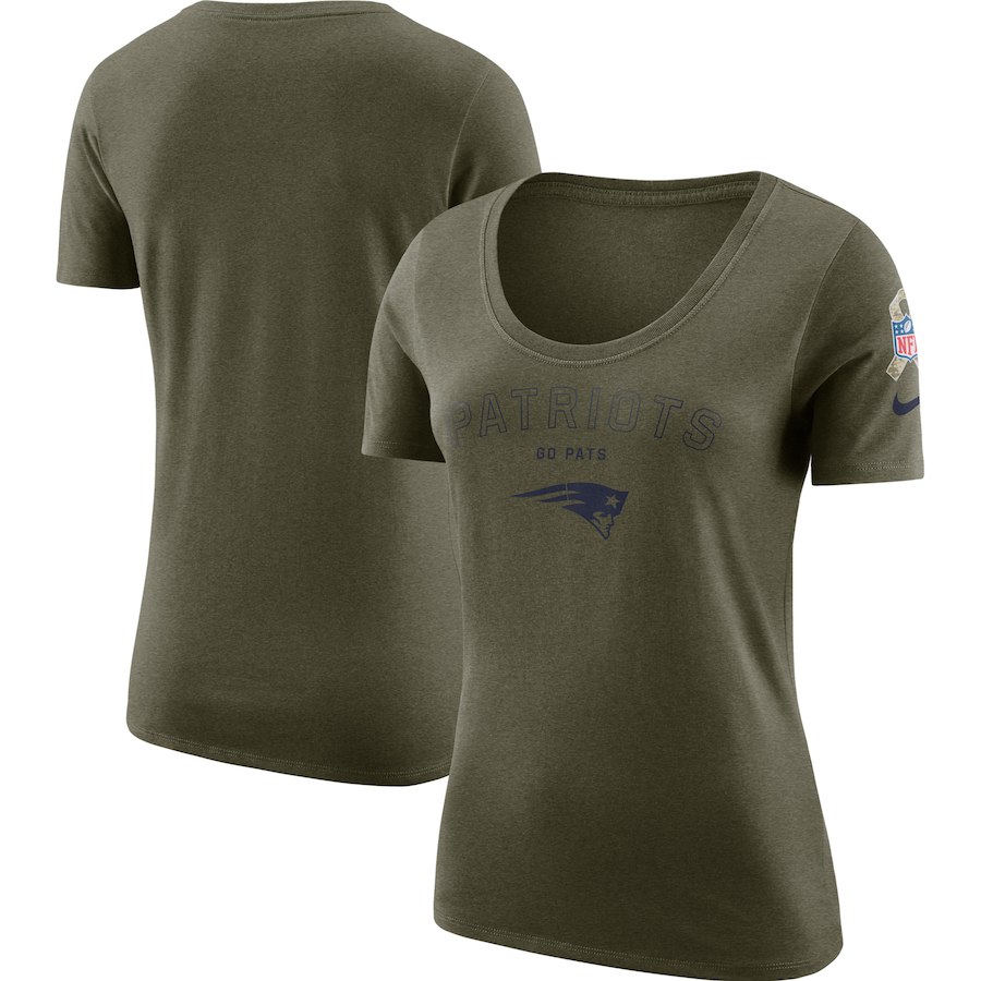 New England Patriots Nike Women's Salute To Service Legend Scoop Neck T-Shirt Olive