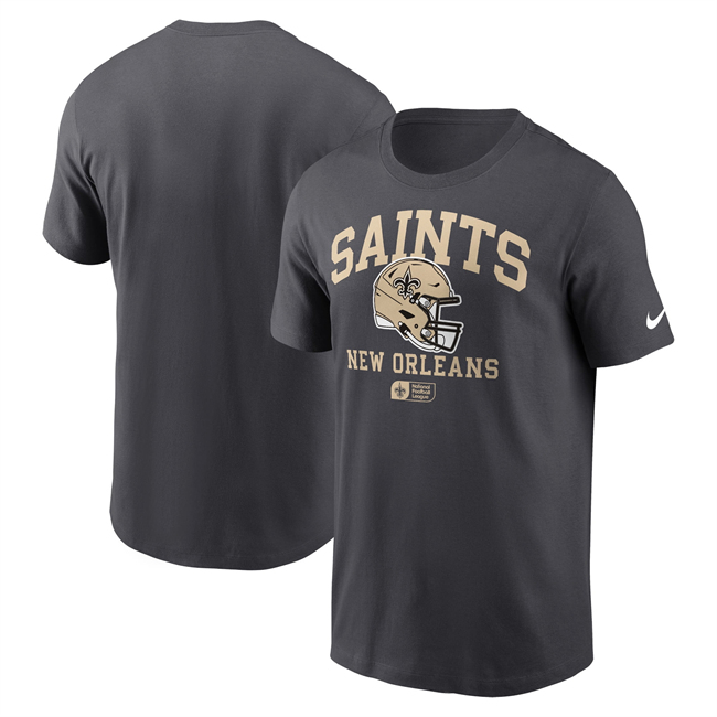 Men's New Orleans Saints Anthracite Helmet Essential T-Shirt Men's New Orleans Saints Anthracite Helmet Essential T-Shirt