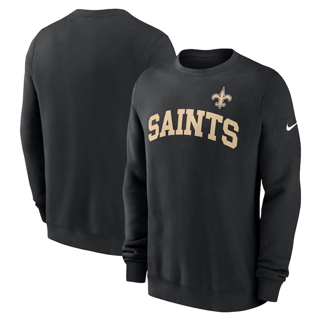 Men's New Orleans Saints Black Club Pullover Sweatshirt Men's New Orleans Saints Black Club Pullover Sweatshirt