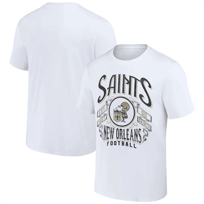 Men's New Orleans Saints White X Darius Rucker Collection Vintage Football T-Shirt Men's New Orleans Saints White X Darius Rucker Collection Vintage Football T-Shirt