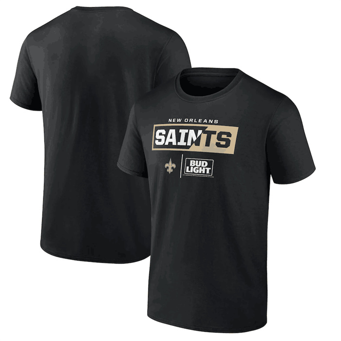 Men's New Orleans Saints Black X Bud Light T-Shirt Men's New Orleans Saints Black X Bud Light T-Shirt