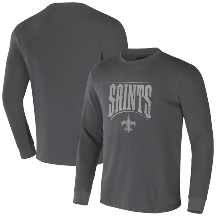 Men's New Orleans Saints X Darius Rucker Collection Charcoal Long Sleeve Thermal T-Shirt Men's New Orleans Saints X Darius Rucker Collection Charcoal Long Sleeve Thermal T-Shirt