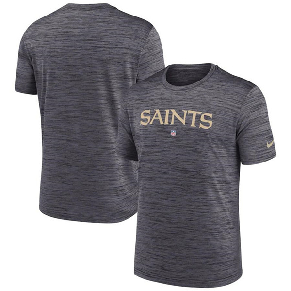 Men's New Orleans Saints White New Orleans Saints Black Sideline Velocity Stack Performance T-Shirt Men's New Orleans Saints White New Orleans Saints Black Sideline Velocity Stack Performance T-Shirt