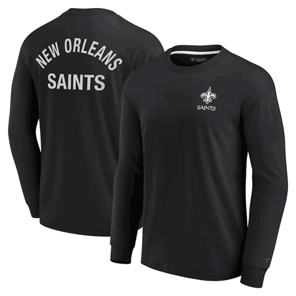 Men's New Orleans Saints Black Signature Unisex Super Soft Long Sleeve T-Shirt Men's New Orleans Saints Black Signature Unisex Super Soft Long Sleeve T-Shirt