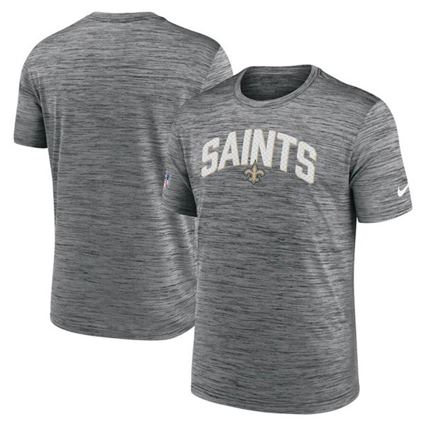 Men's New Orleans Saints Grey Sideline Velocity Stack Performance T-Shirt Men's New Orleans Saints Grey Sideline Velocity Stack Performance T-Shirt
