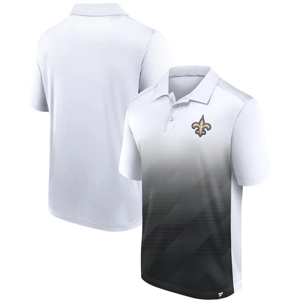 Men's New Orleans Saints White Black Iconic Parameter Sublimated Polo Men's New Orleans Saints White Black Iconic Parameter Sublimated Polo