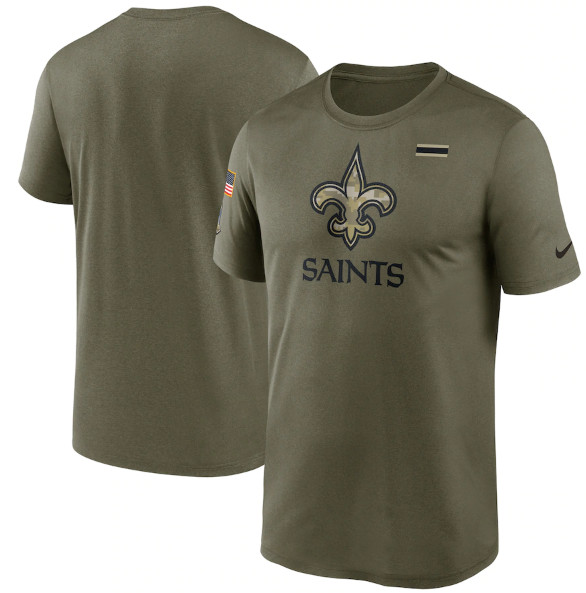 Men's New Orleans Saints 2021 Olive Salute To Service Legend Performance T-Shirt Men's New Orleans Saints 2021 Olive Salute To Service Legend Performance T-Shirt