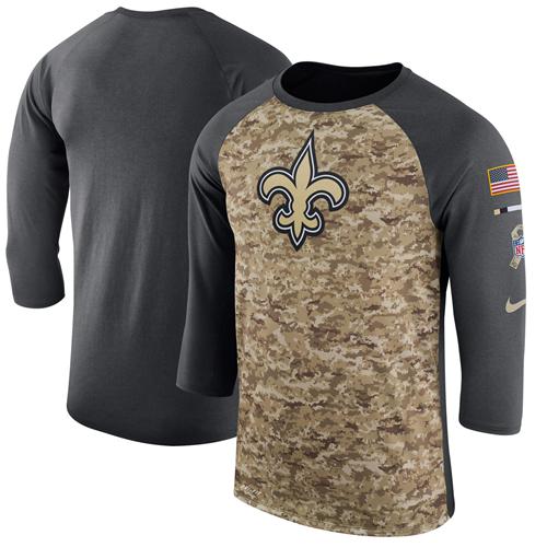 Men's New Orleans Saints Nike Camo Anthracite Salute to Service Sideline Legend Performance Three-Quarter Sleeve T-Shirt Men's New Orleans Saints Nike Camo Anthracite Salute to Service Sideline Legend Performance Three-Quarter Sleeve T-Shirt