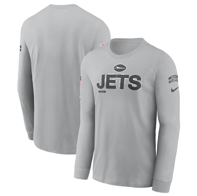 Men's New York Jets 2024 Gray Salute To Service Long Sleeve T-Shirt Men's New York Jets 2024 Gray Salute To Service Long Sleeve T-Shirt