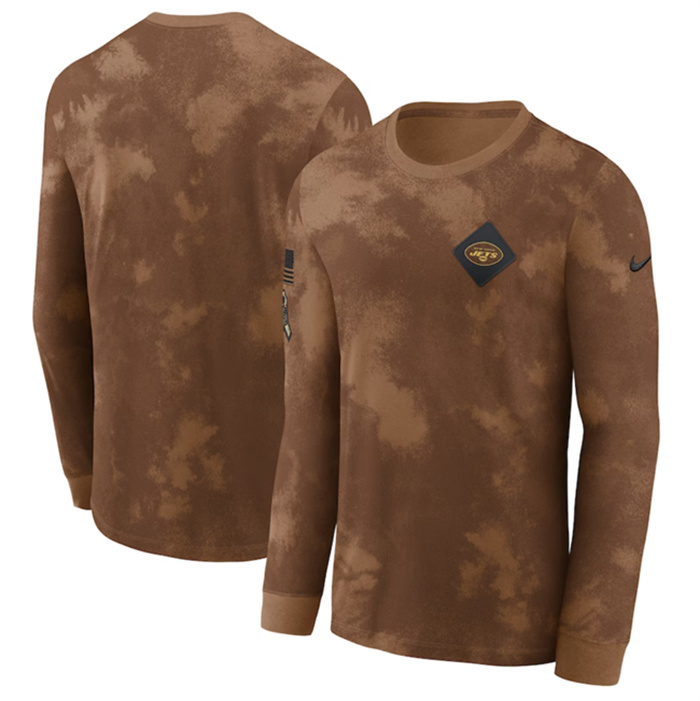 Men's New York Jets Brown 2023 Salute To Service Long Sleeve T-Shirt Men's New York Jets Brown 2023 Salute To Service Long Sleeve T-Shirt