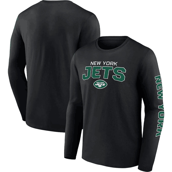 Men's New York Jets Black Go The Distance Long Sleeve T-Shirt Men's New York Jets Black Go The Distance Long Sleeve T-Shirt