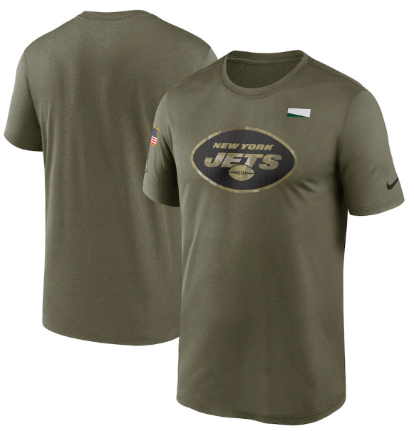 Men's New York Jets 2021 Olive Salute To Service Legend Performance T-Shirt Men's New York Jets 2021 Olive Salute To Service Legend Performance T-Shirt