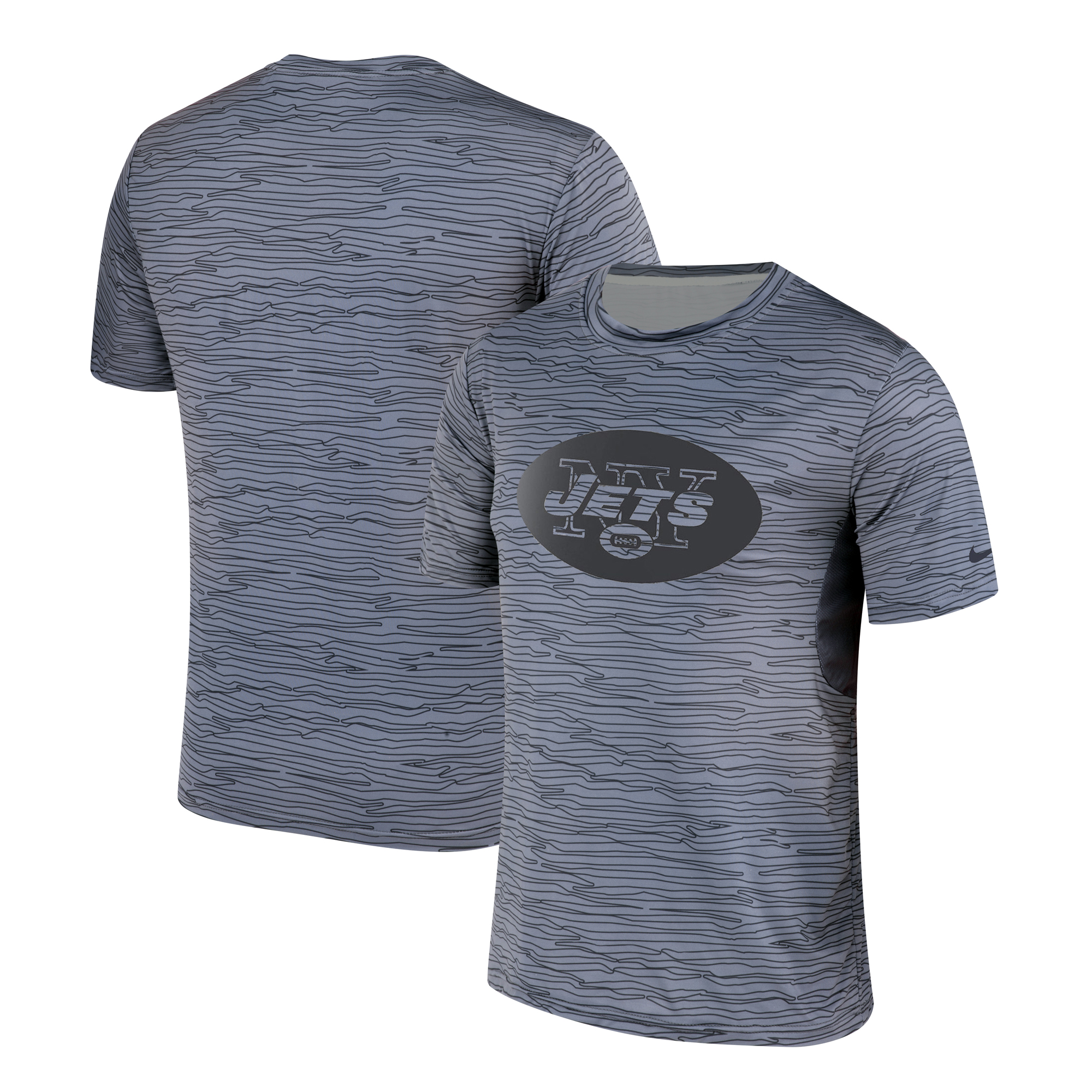 New York Jets Nike Gray Black Striped Logo Performance T-Shirt New York Jets Nike Gray Black Striped Logo Performance T-Shirt