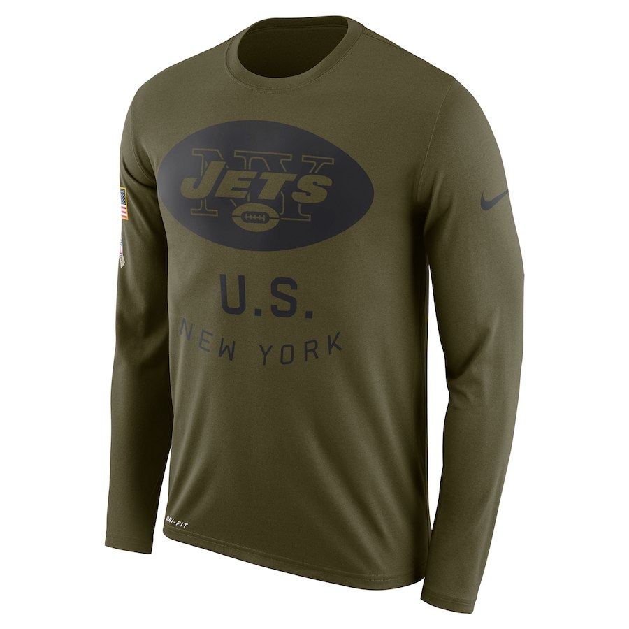 New York Jets Nike Salute To Service Sideline Legend Performance Long Sleeve T-Shirt Olive New York Jets Nike Salute To Service Sideline Legend Performance Long Sleeve T-Shirt Olive