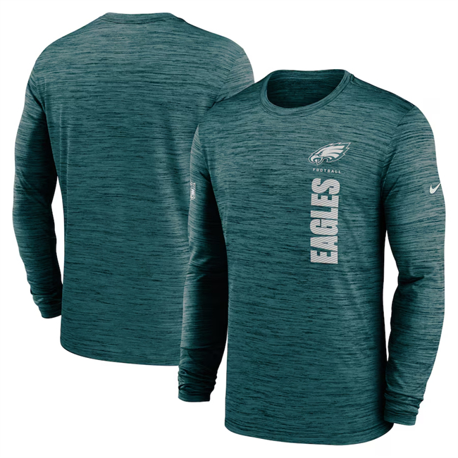 Men's Philadelphia Eagles Green 2024 Sideline Team Velocity Performance Long Sleeve T-Shirt Men's Philadelphia Eagles Green 2024 Sideline Team Velocity Performance Long Sleeve T-Shirt