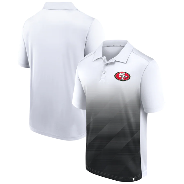 Men's San Francisco 49ers White Black Iconic Parameter Sublimated Polo Men's San Francisco 49ers White Black Iconic Parameter Sublimated Polo