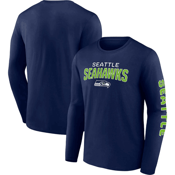 Men's Seattle Seahawks Navy Go The Distance Long Sleeve T-Shirt Men's Seattle Seahawks Navy Go The Distance Long Sleeve T-Shirt