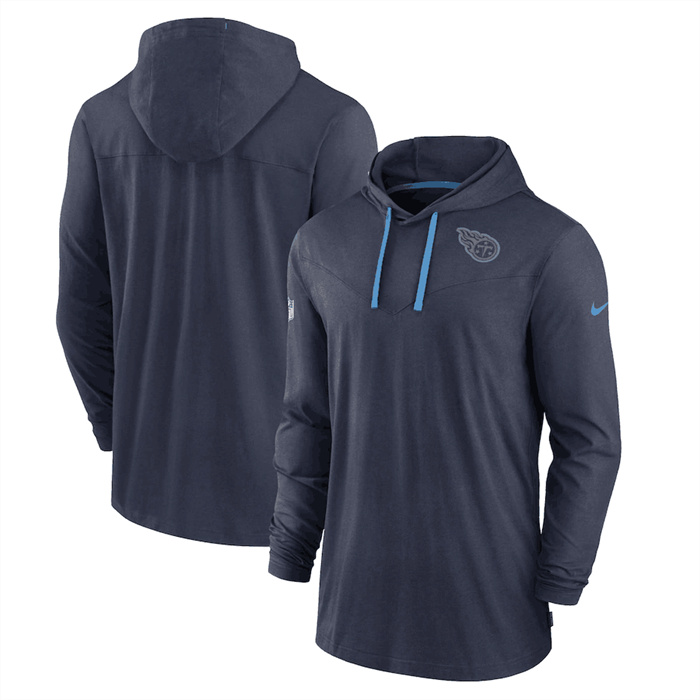 Men's Tennessee Titans Navy Sideline Pop Performance Pullover Long Sleeve Hoodie T-Shirt Men's Tennessee Titans Navy Sideline Pop Performance Pullover Long Sleeve Hoodie T-Shirt