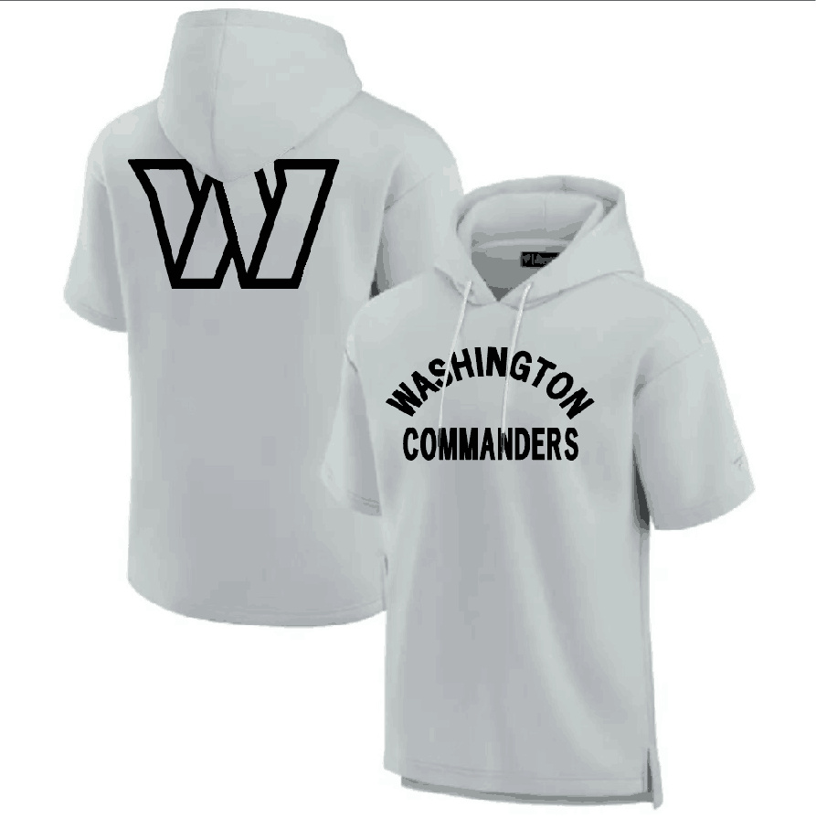 Men's Washington Commanders Gray Super Soft Fleece Short Sleeve Hoodie Men's Washington Commanders Gray Super Soft Fleece Short Sleeve Hoodie