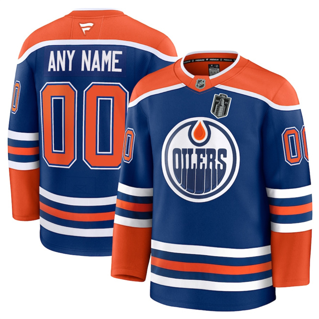 Men's Edmonton Oilers Custom Royal 2025 Stanley Cup Final Patch Stitched Hockey Jersey Men's Edmonton Oilers Custom Royal 2025 Stanley Cup Final Patch Stitched Hockey Jersey