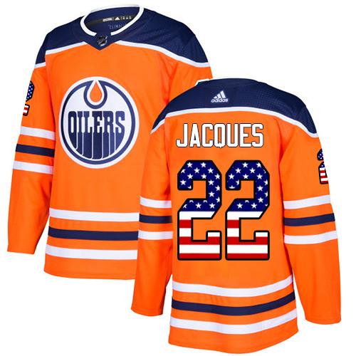 Adidas Oilers #22 Jean-Francois Jacques Orange Home Authentic USA Flag Stitched NHL Jersey Adidas Oilers #22 Jean-Francois Jacques Orange Home Authentic USA Flag Stitched NHL Jersey