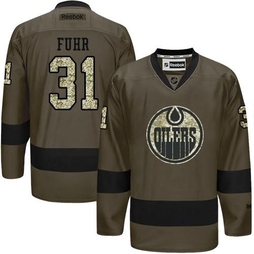 Oilers #31 Grant Fuhr Green Salute to Service Stitched NHL Jersey Oilers #31 Grant Fuhr Green Salute to Service Stitched NHL Jersey