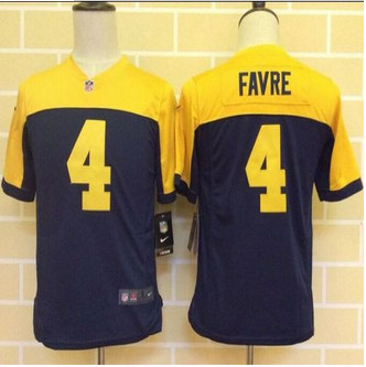Youth New Packers #4 Brett Favre Navy Blue Alternate Stitched NFL New Elite Jersey
