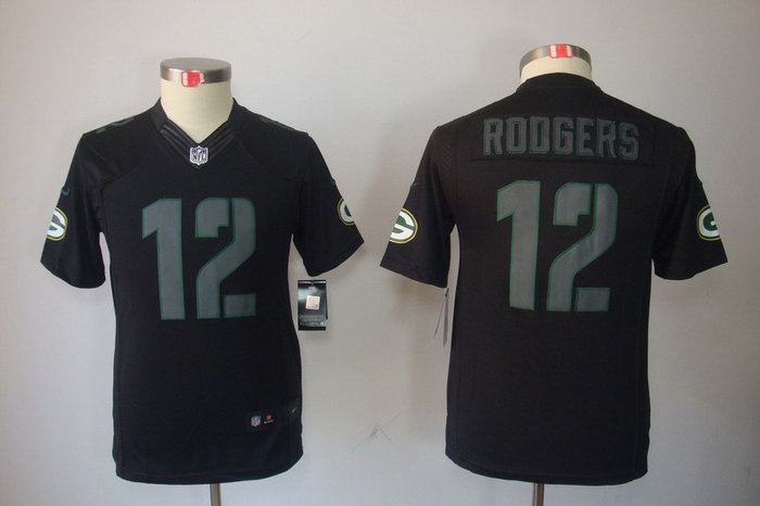 Youth NEW Green Bay Packers #12 Aaron Rodgers Black Jerseys(Impact Limited) Youth NEW Green Bay Packers #12 Aaron Rodgers Black Jerseys(Impact Limited)