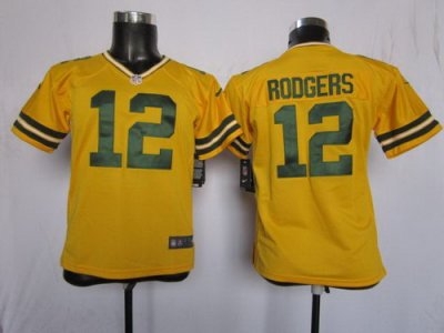 Youth NEW Green Bay Packers 12 Aaron Rodgers Yellow Jerseys Youth NEW Green Bay Packers 12 Aaron Rodgers Yellow Jerseys