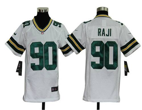 Youth Nike NFL Green Bay Packers 90 B.J. Raji White Jerseys