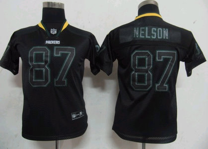Youth Green Bay Packers 87 Jordy Nelson Lights Out Black Jersey