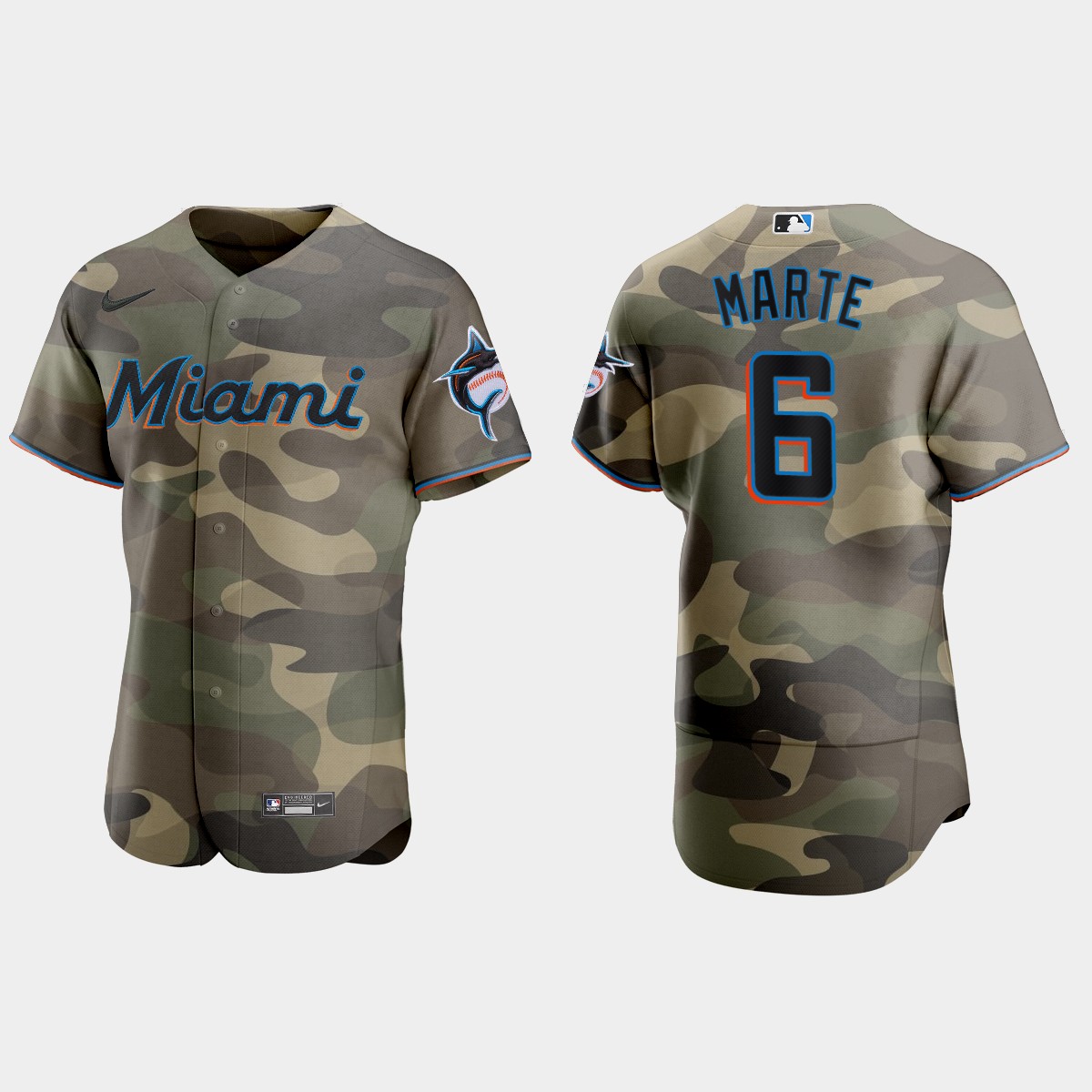 Miami Marlins #6 Starling Marte Men's Nike 2021 Armed Forces Day Authentic MLB Jersey -Camo Miami Marlins #6 Starling Marte Men's Nike 2021 Armed Forces Day Authentic MLB Jersey -Camo