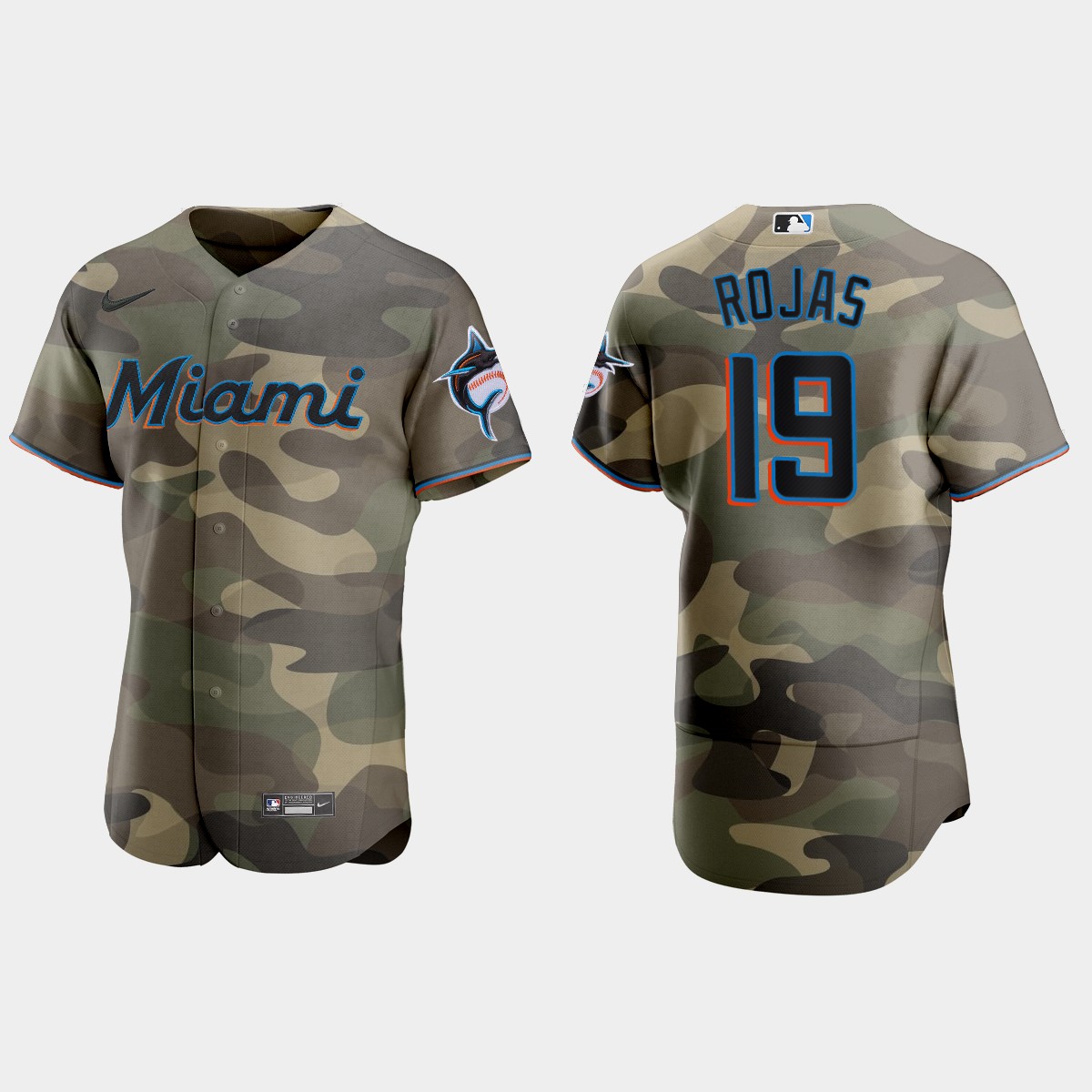 Miami Marlins #19 Miguel Rojas Men's Nike 2021 Armed Forces Day Authentic MLB Jersey -Camo Miami Marlins #19 Miguel Rojas Men's Nike 2021 Armed Forces Day Authentic MLB Jersey -Camo