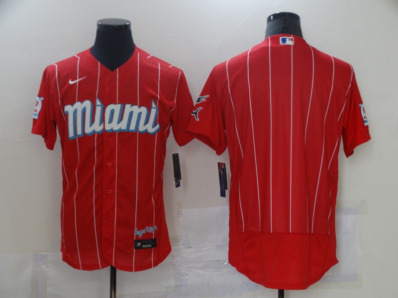 Marlins Blank Red 2021 City Connect Flexbase Jersey Marlins Blank Red 2021 City Connect Flexbase Jersey