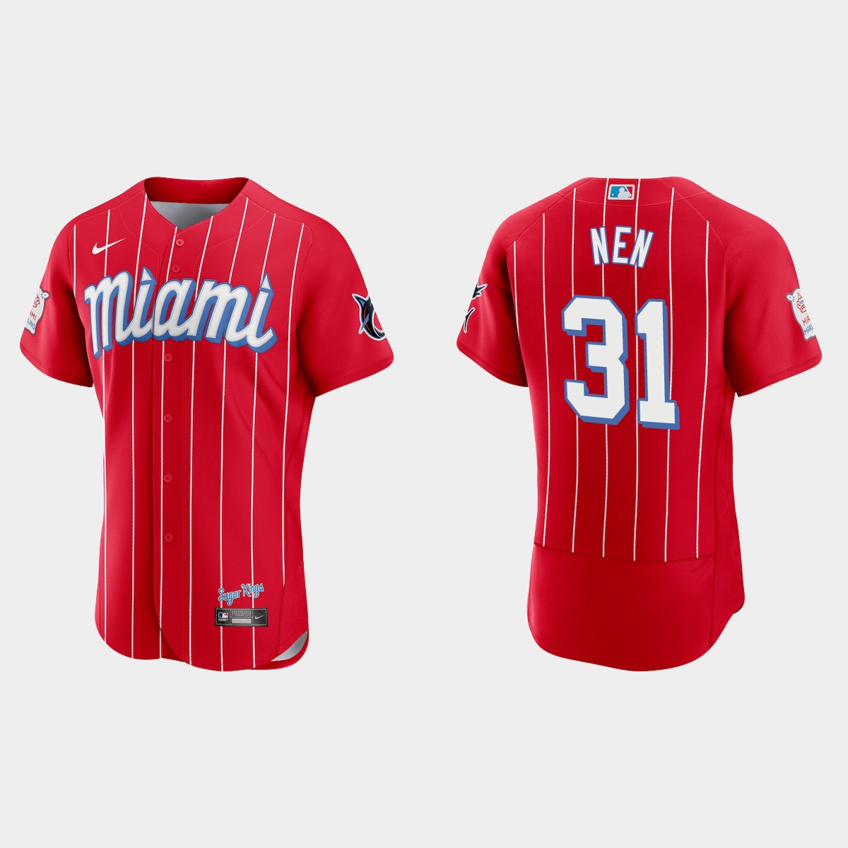 Miami Marlins #31 Robb Nen Men's Nike 2021 City Connect Authentic MLB Jersey Red Miami Marlins #31 Robb Nen Men's Nike 2021 City Connect Authentic MLB Jersey Red