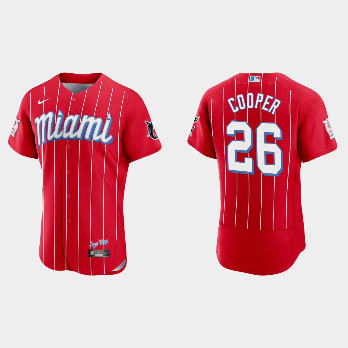 Miami Marlins #26 Garrett Cooper Men's Nike 2021 City Connect Authentic MLB Jersey Red Miami Marlins #26 Garrett Cooper Men's Nike 2021 City Connect Authentic MLB Jersey Red