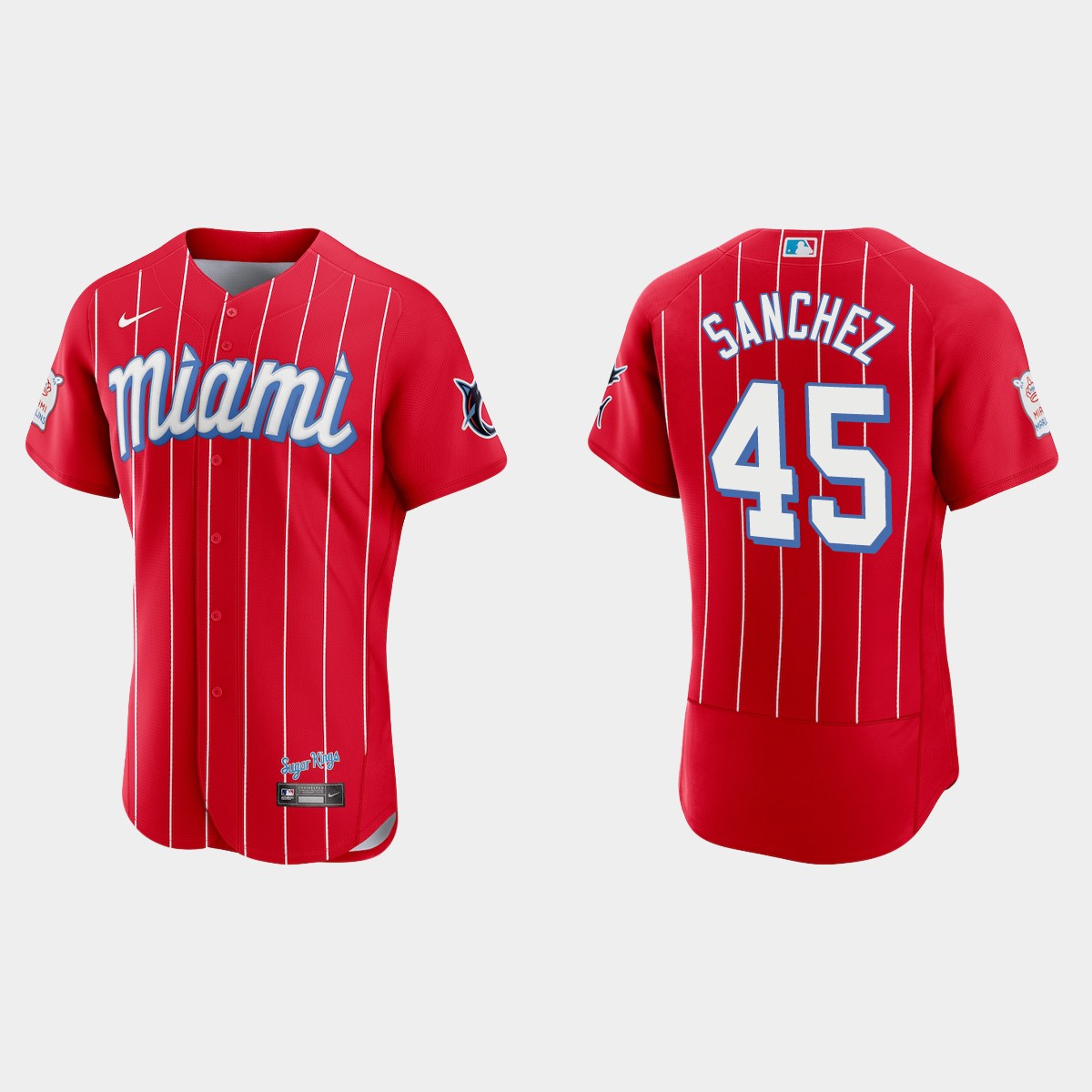 Miami Marlins #45 Sixto Sanchez Men's Nike 2021 City Connect Authentic MLB Jersey Red Miami Marlins #45 Sixto Sanchez Men's Nike 2021 City Connect Authentic MLB Jersey Red