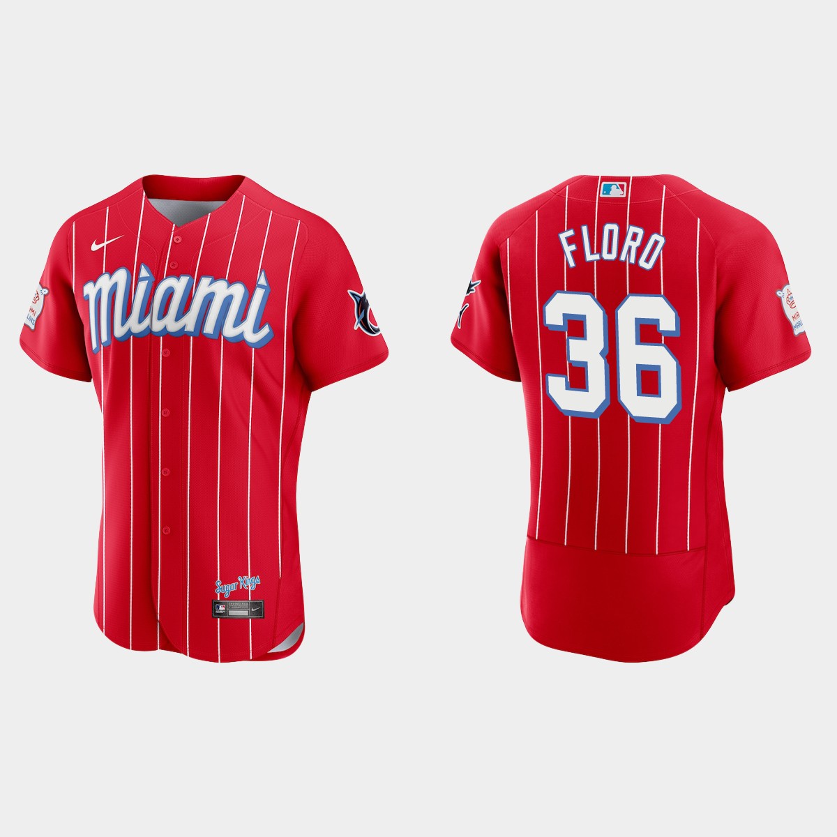 Miami Marlins #36 Dylan Floro Men's Nike 2021 City Connect Authentic MLB Jersey Red Miami Marlins #36 Dylan Floro Men's Nike 2021 City Connect Authentic MLB Jersey Red